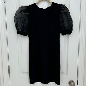 Forever 21 Black Mini Dress with Puff Sleeves